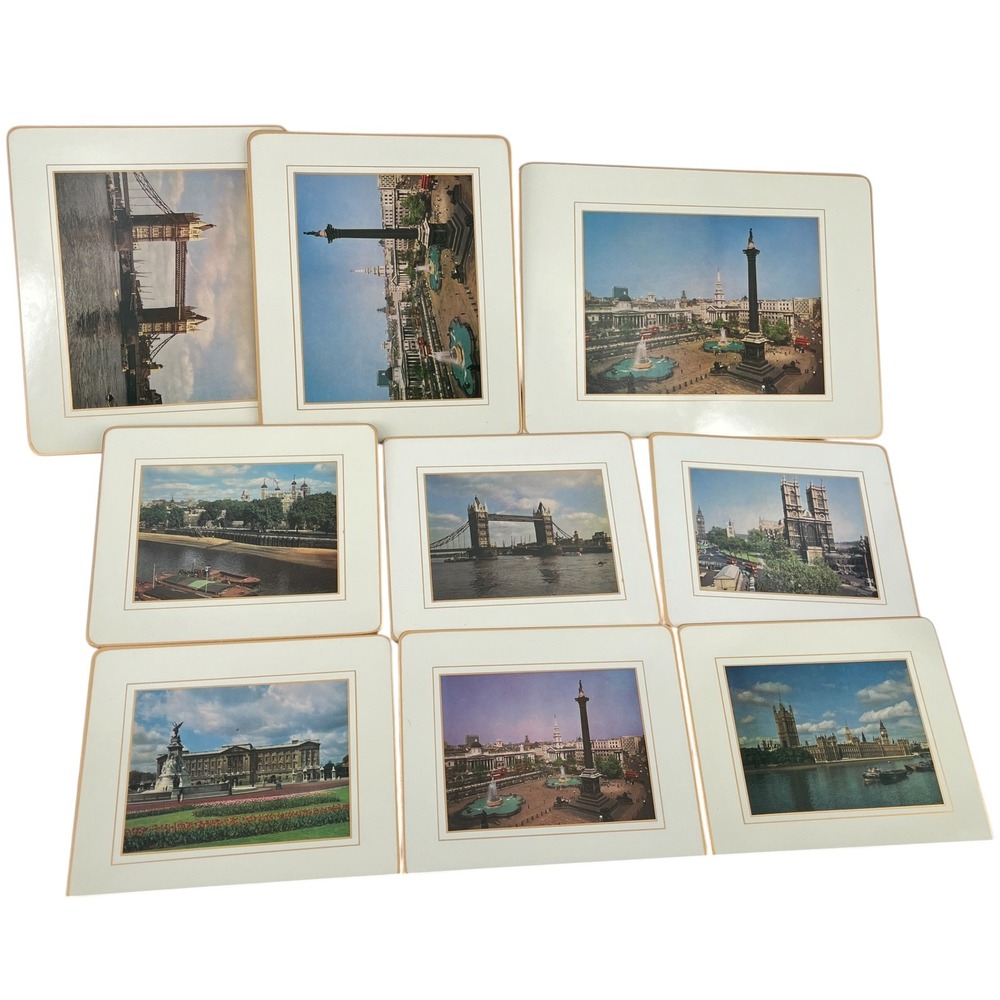 Vtg Matador Designs London Scenes Cork Placemats Set of 9 Boxed Made in England